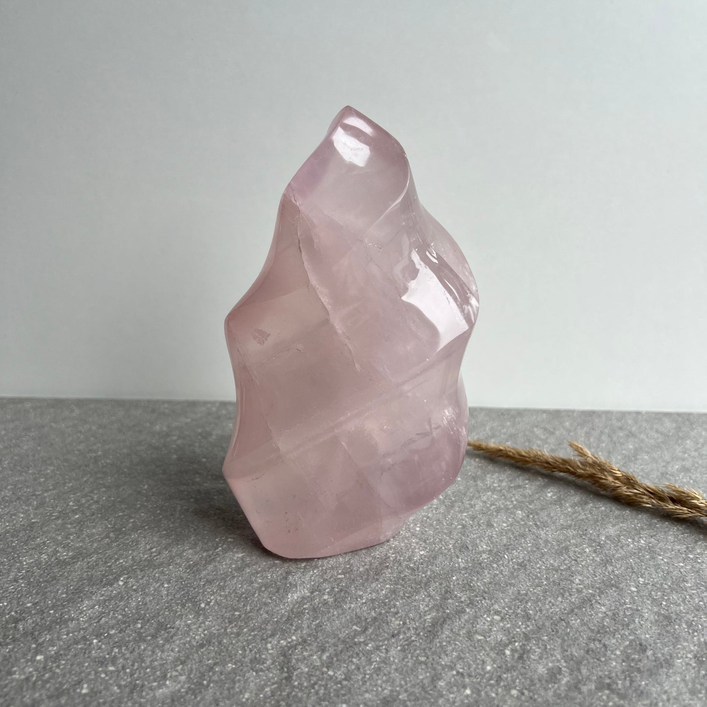 XL Rosenquarz Flamme von vorne