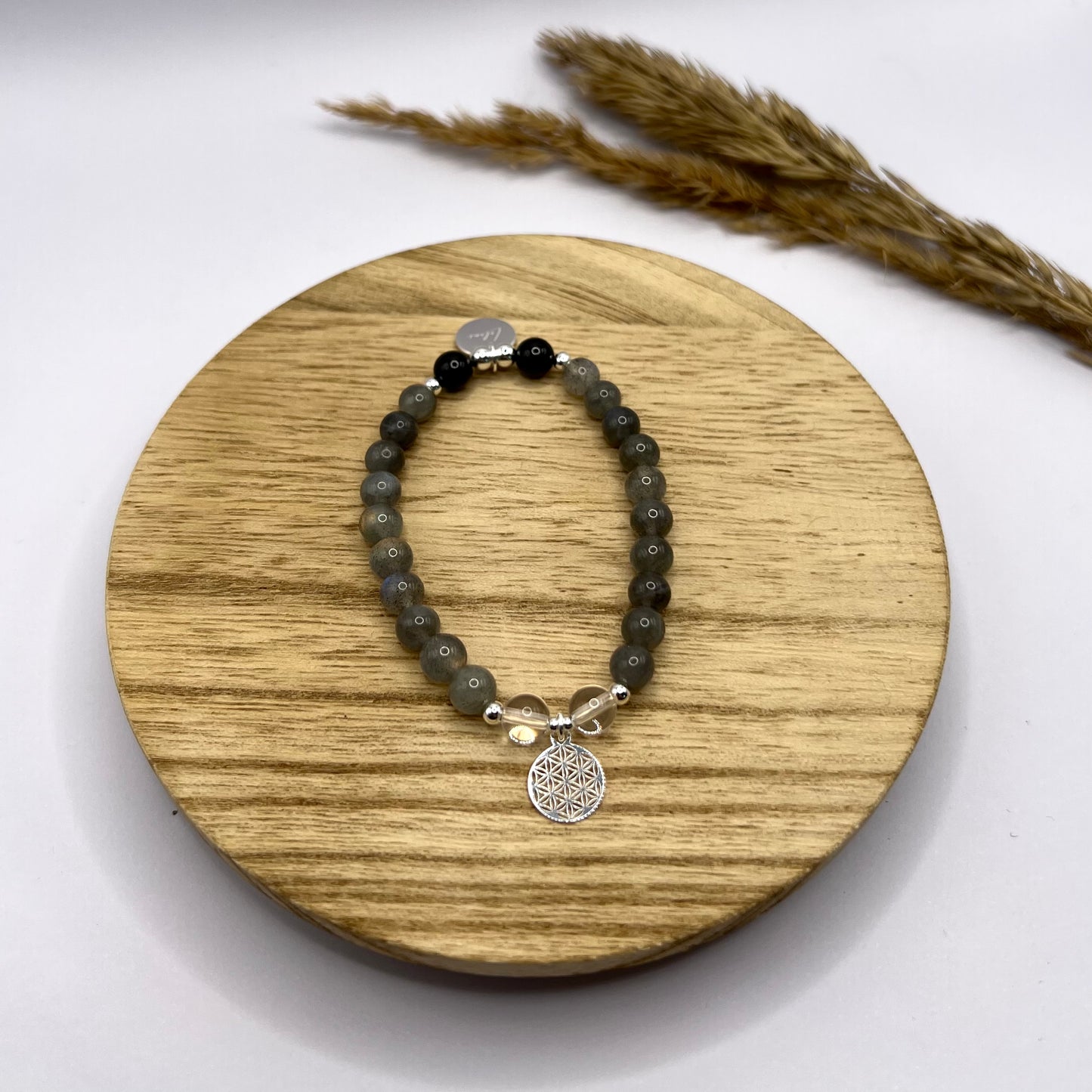 "Awake your creativity" Edelsteinarmband mit Labradorit, Turmalin Schörl und Bergkristall