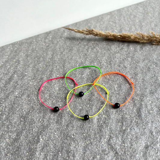 NEON Glücksbändchen - Wähle deine Wunschfarbe (orange, pink, grün, gelb) und deinen Wunschstein