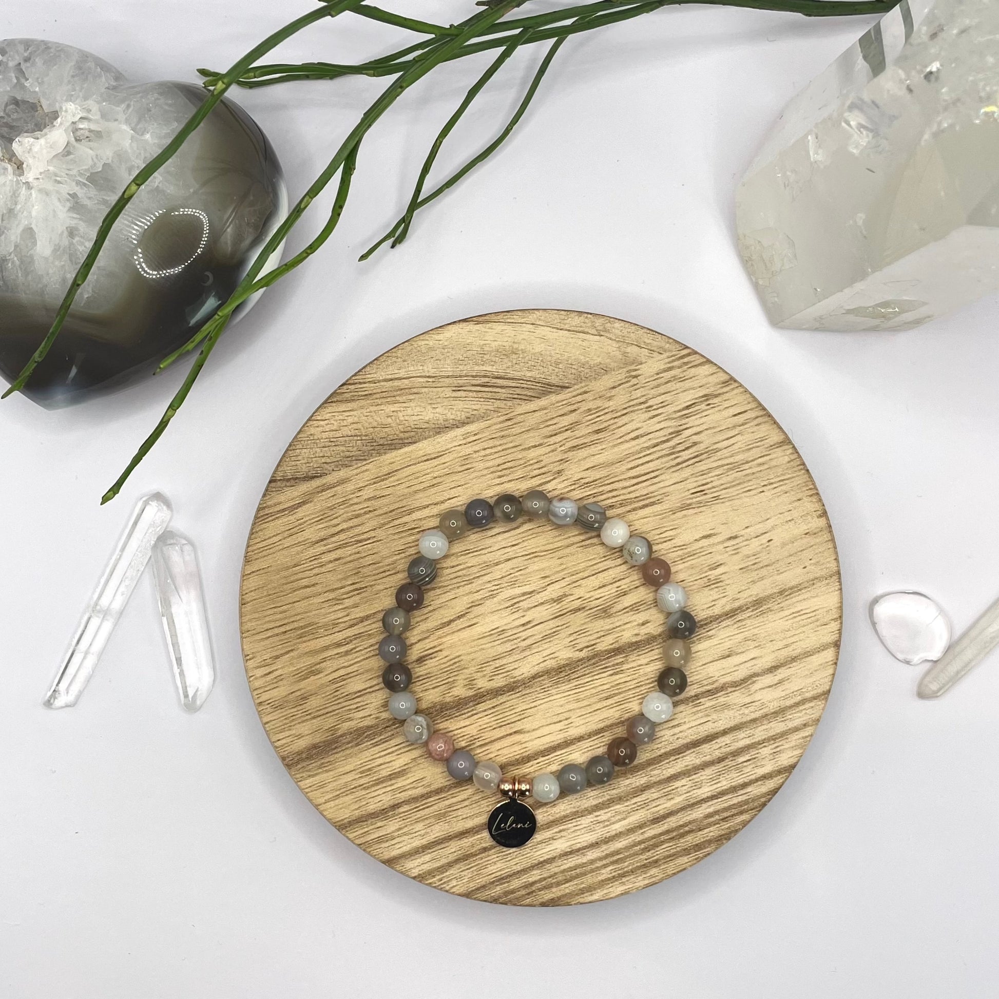 Botswana Achat Armband mit Charm