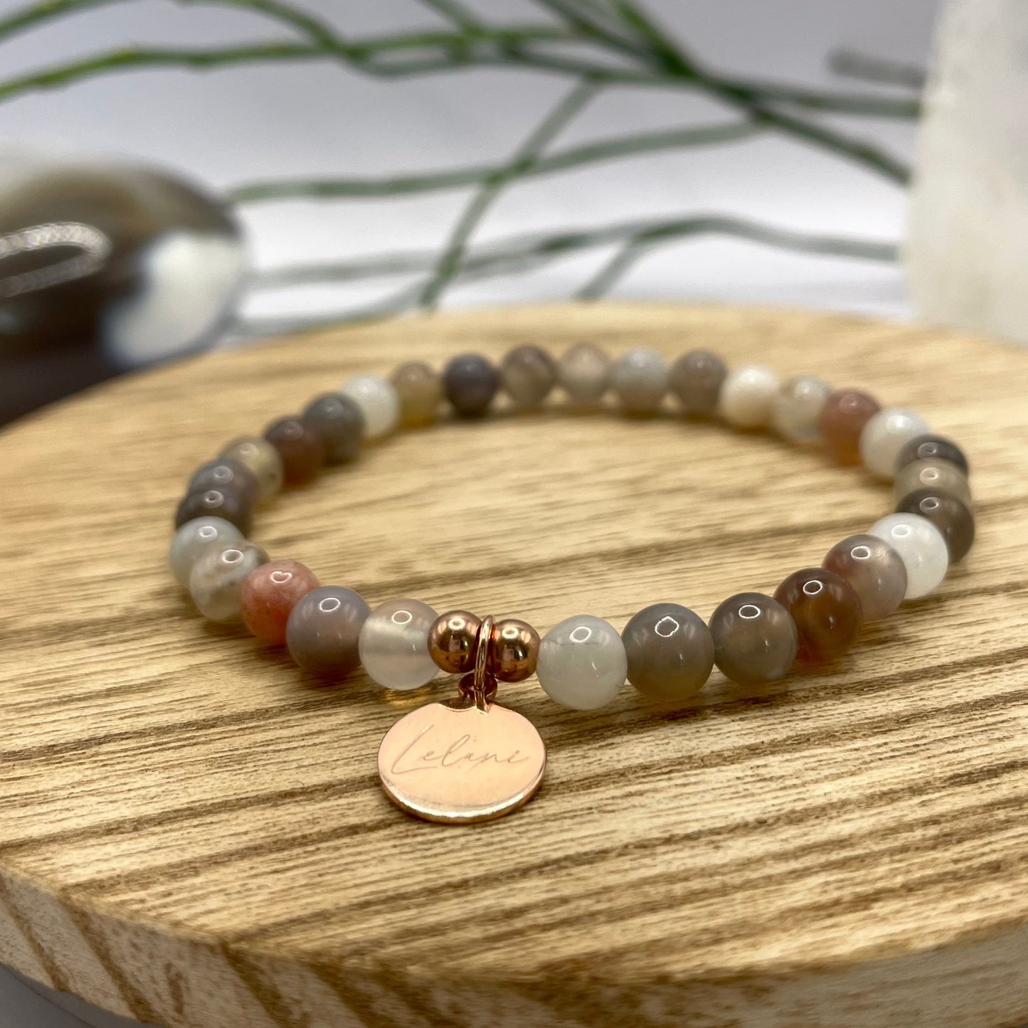 Botswana Achat Armband mit Charm Nahaufnahme