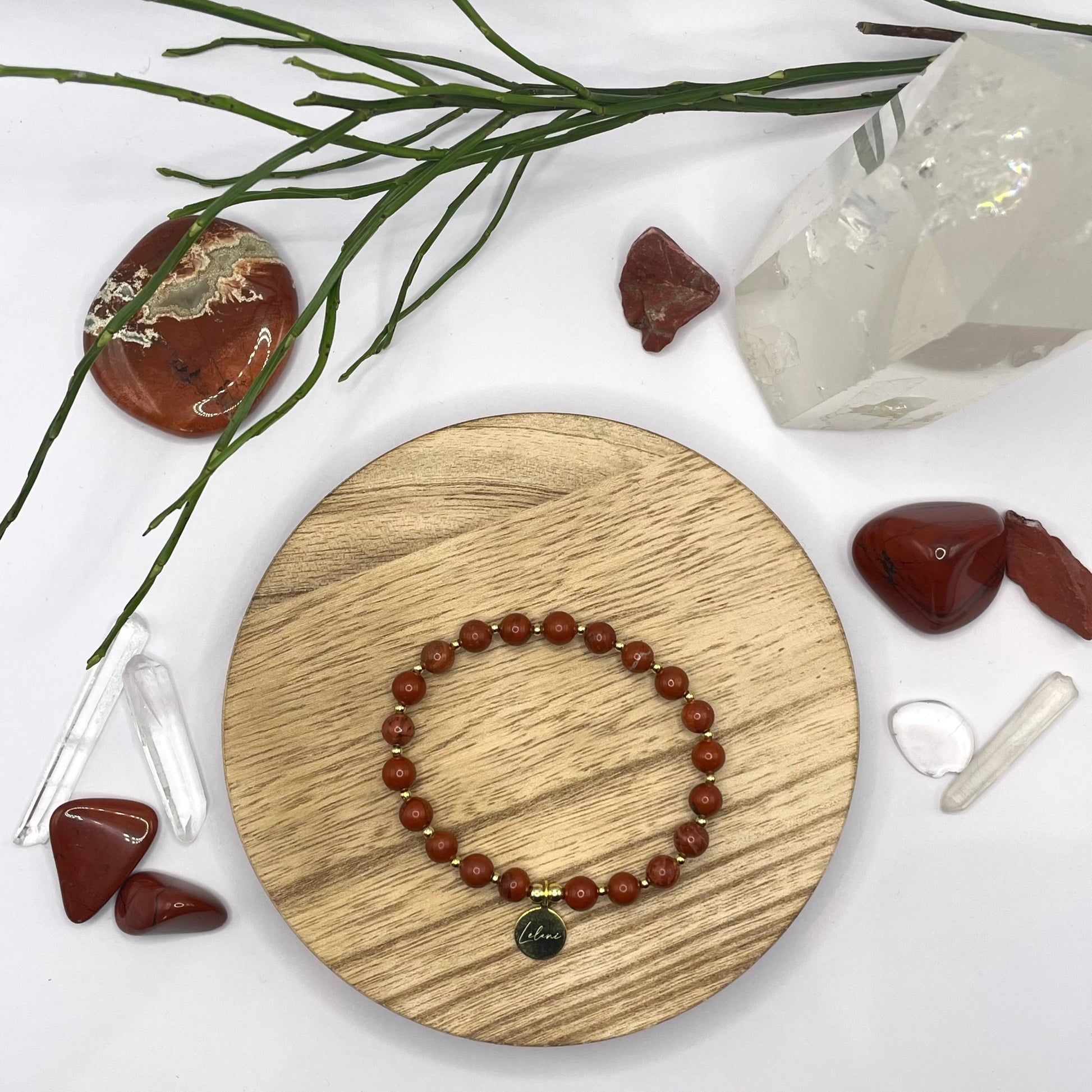 Jaspis Armband mit Charm und Perlen